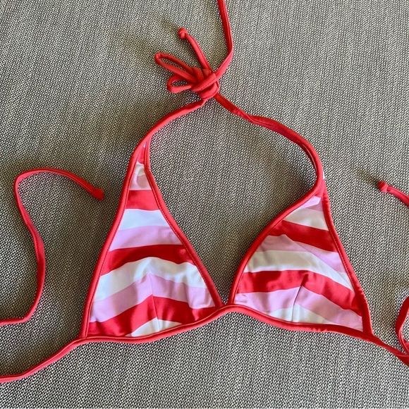 NWT! PINK striped triangle bikini top with bottoms Agua Doce Size L - Picture 4 of 6